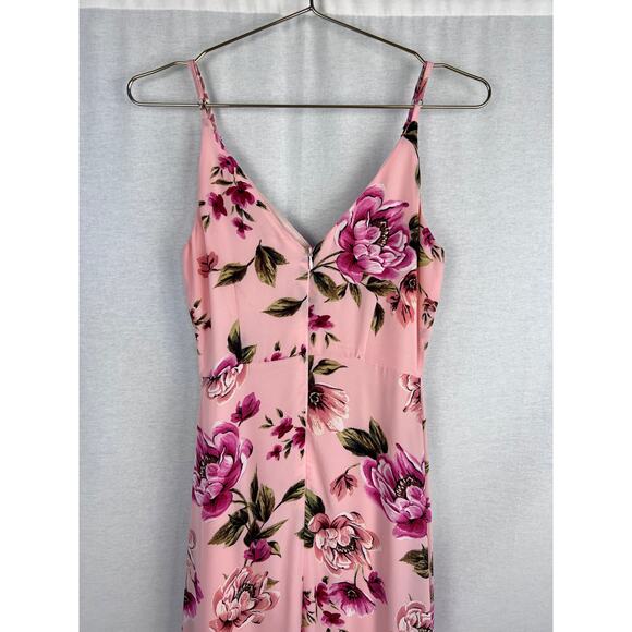 Lulus Dress Bodacious Bella Pink Floral Maxi Ruffle Feminine Romantic Formal - Picture 6 of 9